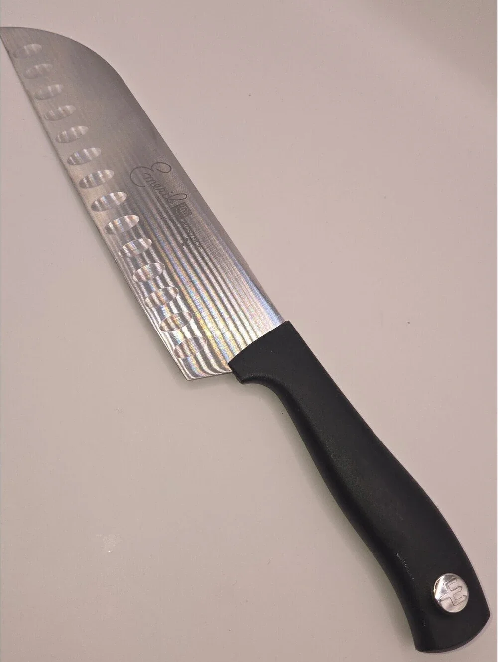 Emeril by Wüsthof 7-inch Santoku Knife with Black Handle, Stainless Steel Blade,